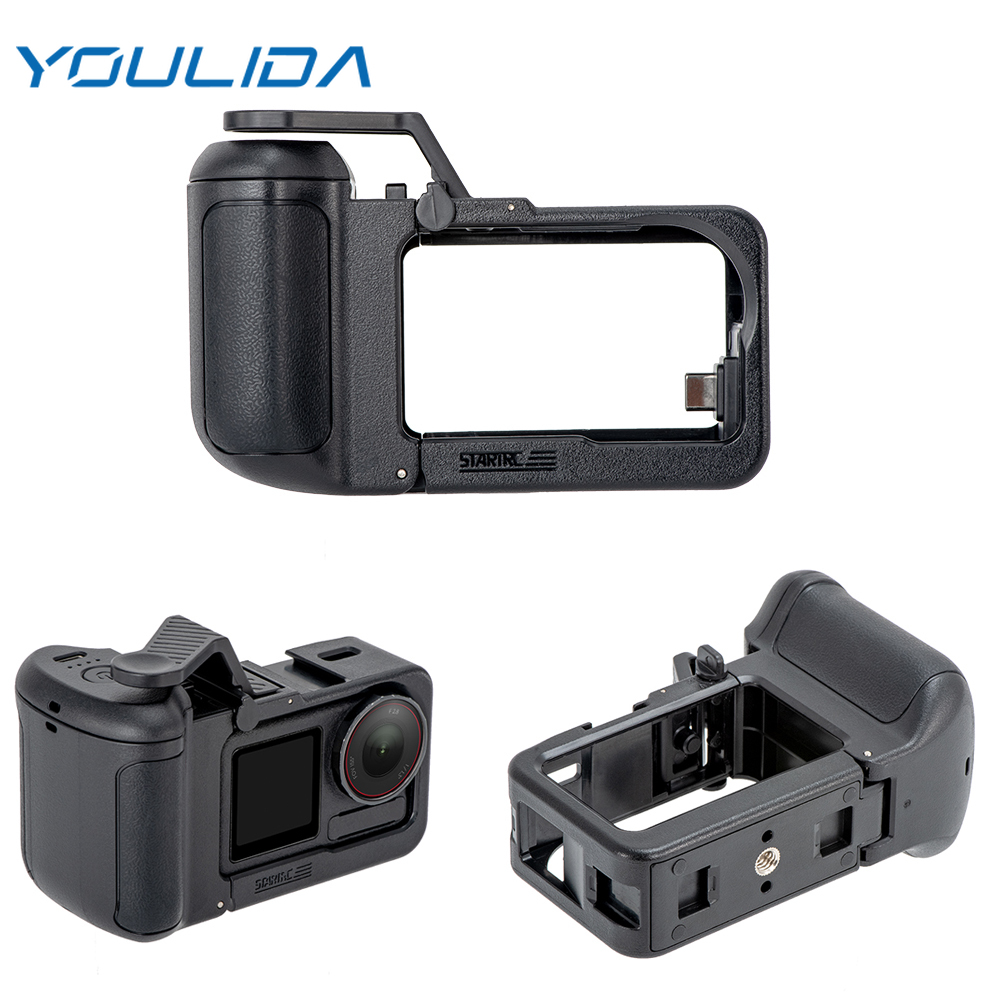 Camera Battery Grip - DJI Action 5 Pro用拡張バッテリーグリップ、写真撮影用ストリートハンドグリップ、拡張フレーム、ラビットケージ（DJI Action 4/3カメラ対応）