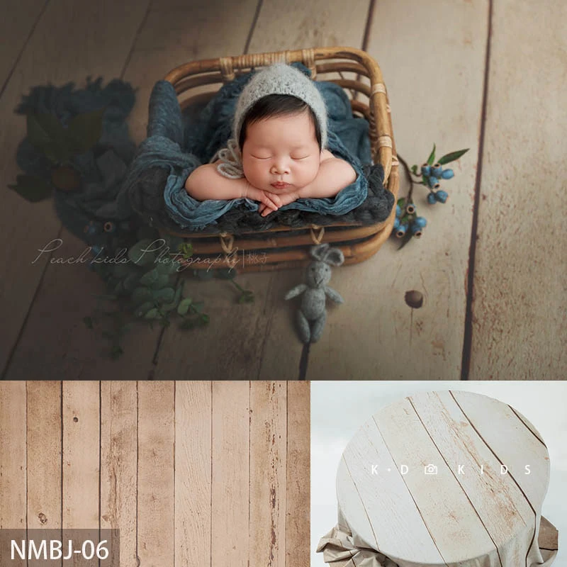 Photography Background - 新生児写真撮影用小道具 赤ちゃん用木目調しわ防止背景ブランケット 背景布 Fotografia スタジオ撮影用写真小道具