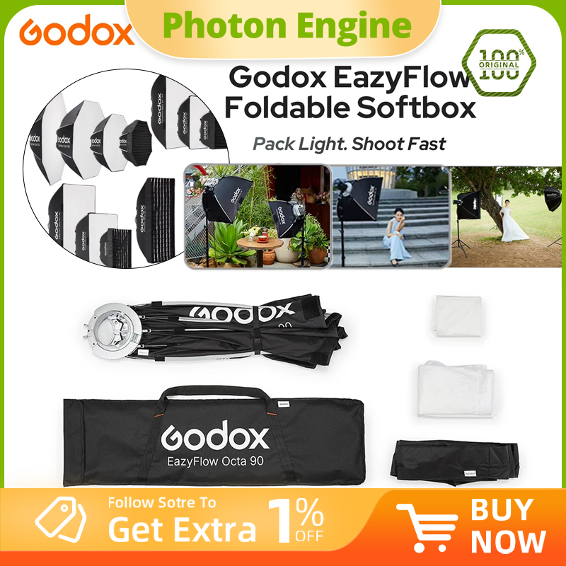 Photography Darkroom - Godox EazyFlowシリーズ折りたたみ式ソフトボックス ボーエンズマウント ポータブルクイックセットアップ照明ディフューザー 写真スタジオフラッシュLEDライト用