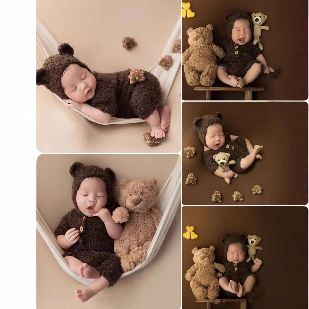 Photography Still Life - 生まれたばかりの赤ちゃんのための写真アクセサリー,クマの衣装,ジャンプスーツと帽子,動物の写真アクセサリー,男の子と女の子