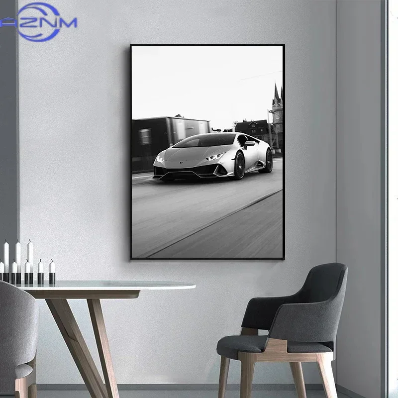 現代ファッションウォールアートシンプルな黒と白の高級車HDキ - Photography Pose のレビューと価格