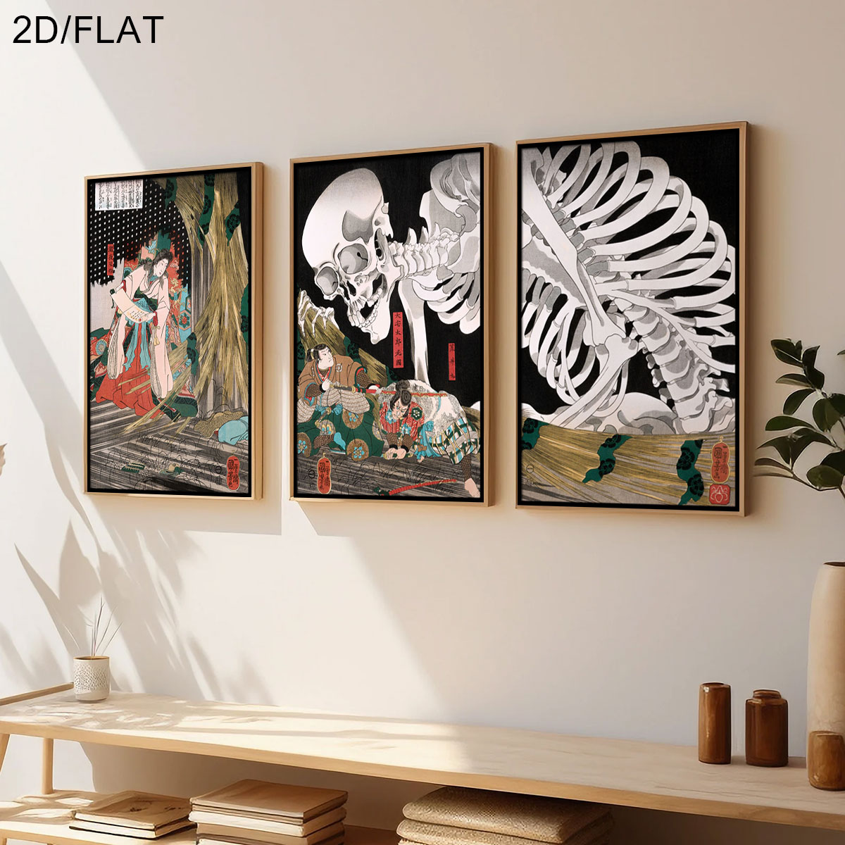 3 個のレトロな日本のタキヤシャ魔女とスケルトン幽霊キャンバ - Photography Pose のレビューと価格