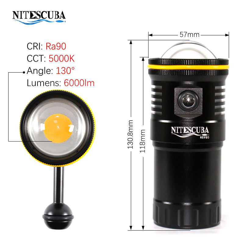 Nitescuba NSV60 LED ダイビングビデオライ - Strobe Light Studio のレビューと価格