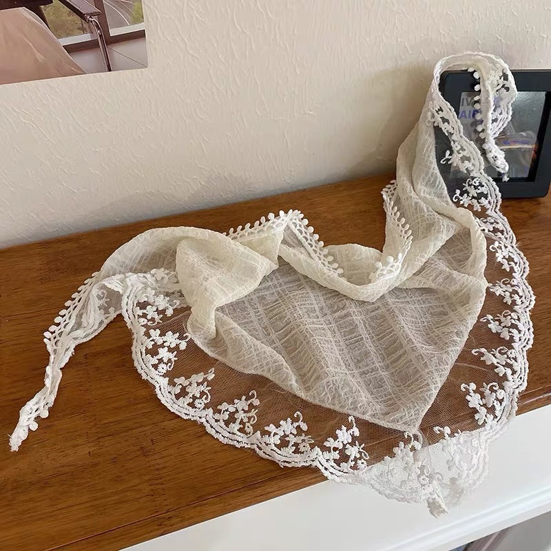 ファッションレース三角形スカーフロマンチックな花柄レースヘア - Photography Triangle のレビューと価格