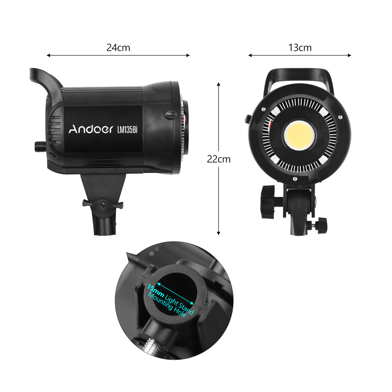 Andoer LM135Bi ポータブル LED 写真補助光 - Strobe Light Studio のレビューと価格