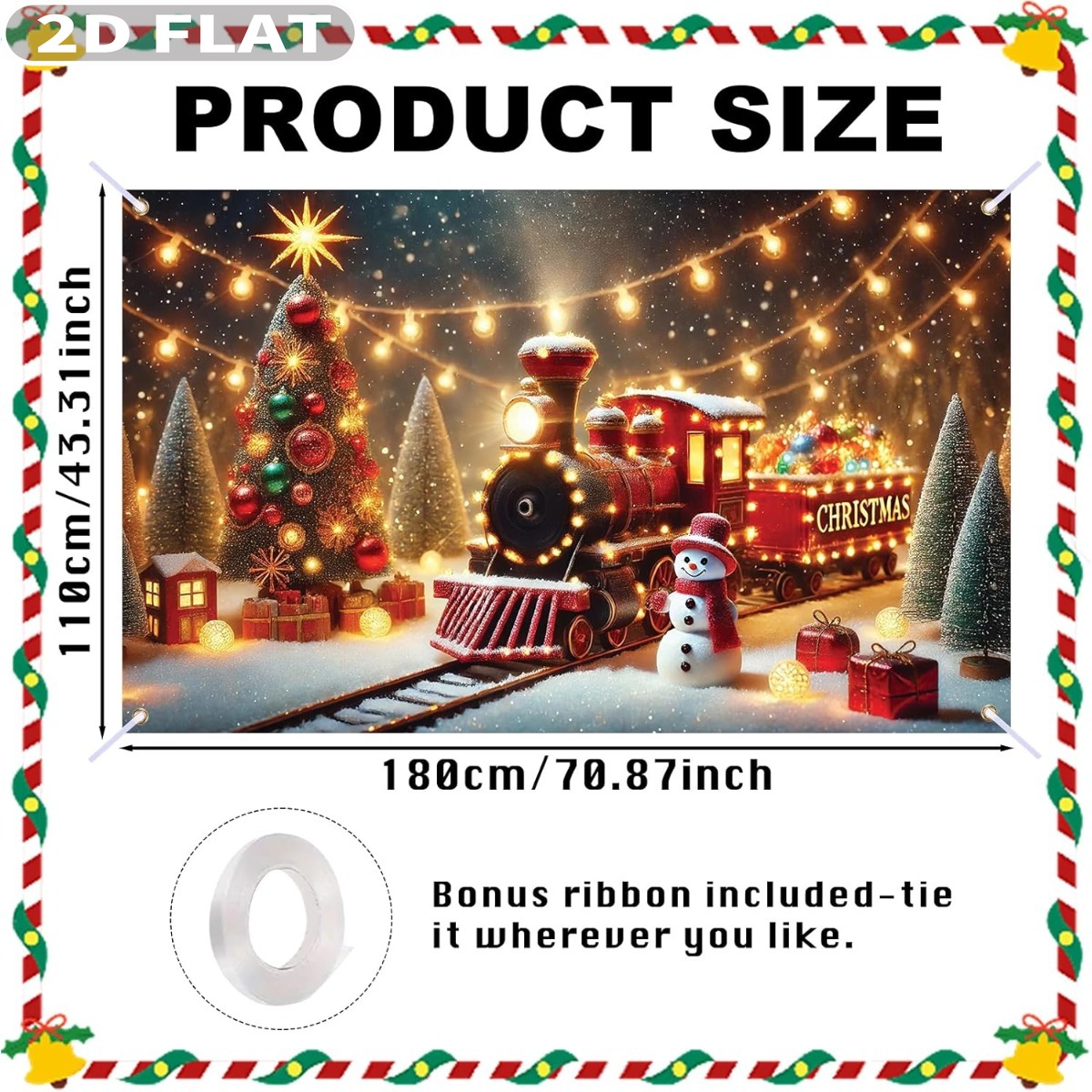1個 クリスマスツリー＆ギフト 大型クリスマスバナー、71x - Photography Background のレビューと価格