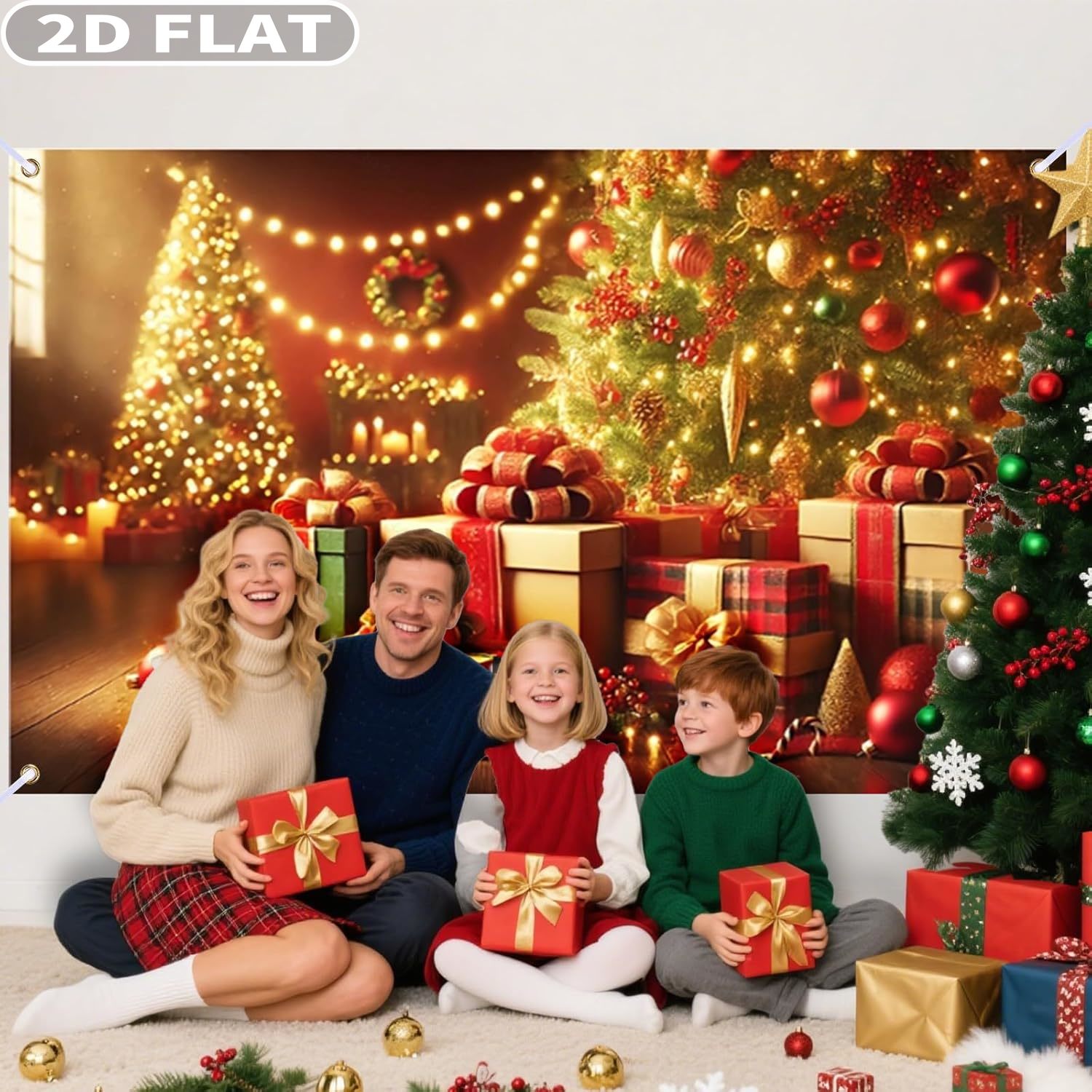 1個 クリスマスツリー＆ギフト 大型クリスマスバナー、71x - Photography Background のレビューと価格