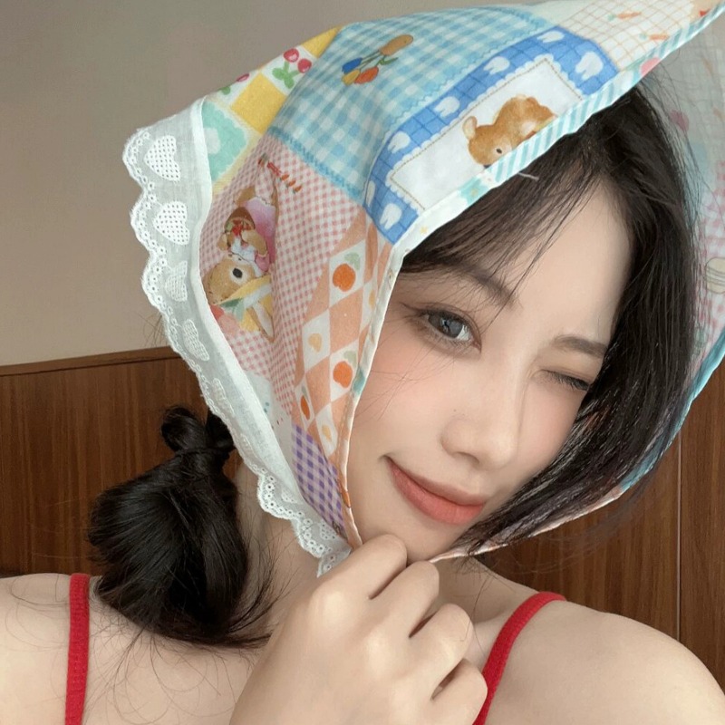 甘い花柄レース三角ヘッドスカーフ夏ロングタイバンドライトラッ - Photography Triangle のレビューと価格