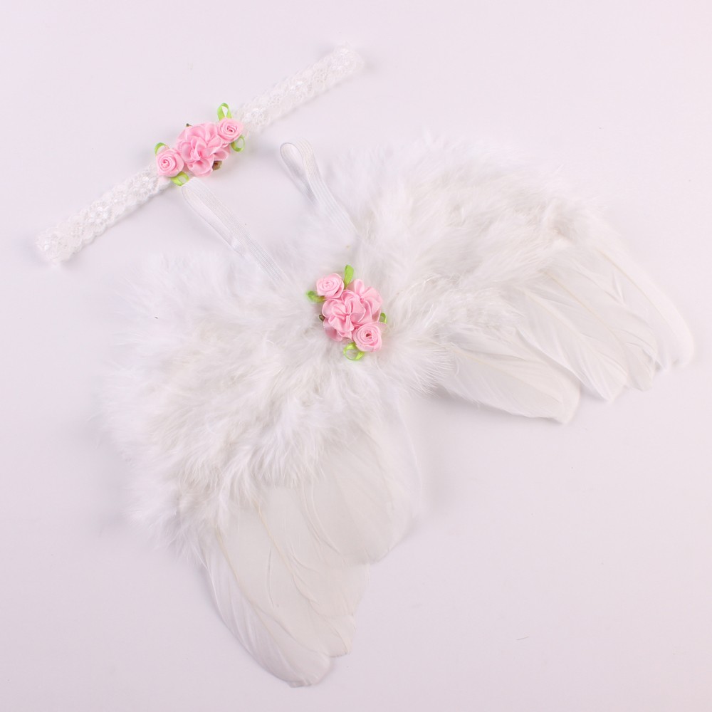2 ピース/セットかわいい新生児天使の羽の羽と女の赤ちゃんロ - Photography Still Life のレビューと価格
