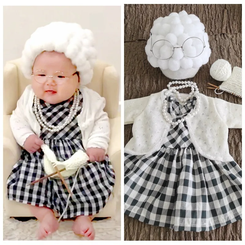 新生児写真撮影小道具女の赤ちゃんおばあちゃん衣装男の子おじい - Photography Still Life のレビューと価格
