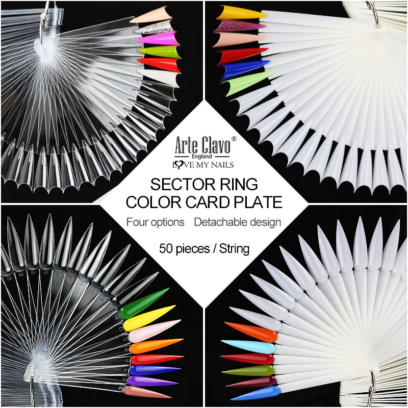 50 個の偽ネイルディスプレイスティッククリアナチュラルカラ - Color Checker Card のレビューと価格