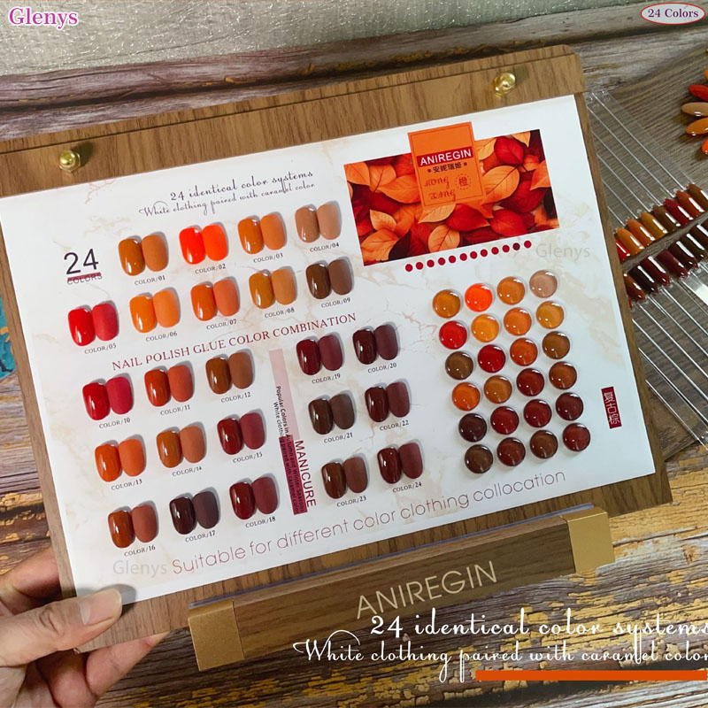 ヴィンテージブラウン 24色ネイルポリッシュグルー グレニス - Color Checker Card のレビューと価格
