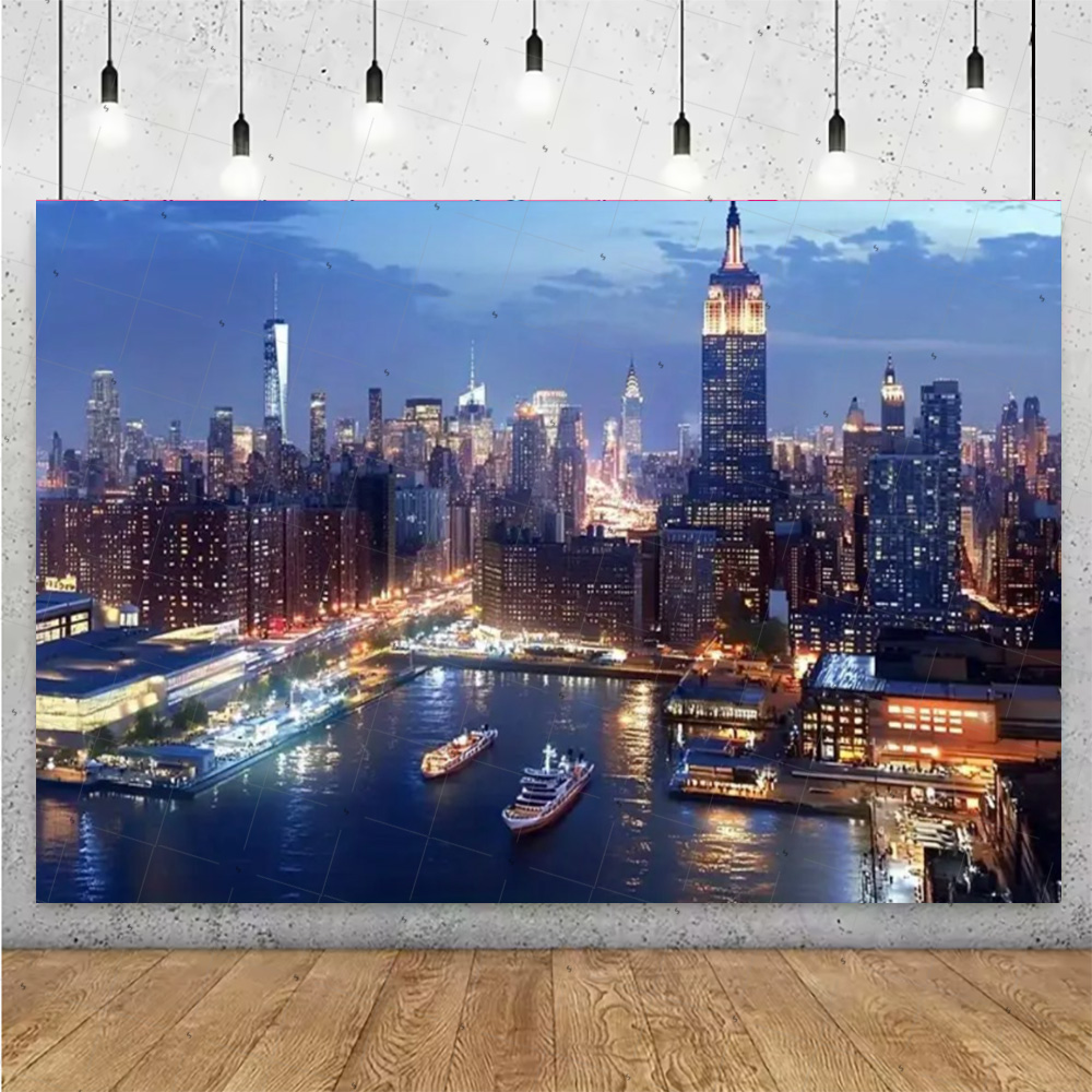夜景高層ビル背景バナー ニューヨークシティ写真撮影背景用品  - Photography Darkroom のレビューと価格